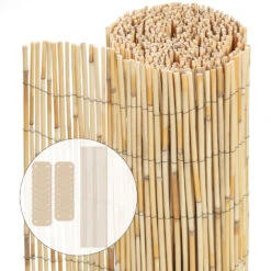 Canisse En Roseau Renforcée Brise Vue Naturel Avec Attaches De Fixation 140x600cm(Canisse En Roseau Renforcee Brise Vue Naturel Avec Attaches De Fixation 140x600cm)