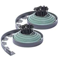 Bordure De Jardin Plastique Flexible 20m Avec Piquets Gris Bordé De Vert Clair(Bordure De Jardin Plastique Flexible 20m Avec Piquets Gris Borde De Vert Clair)