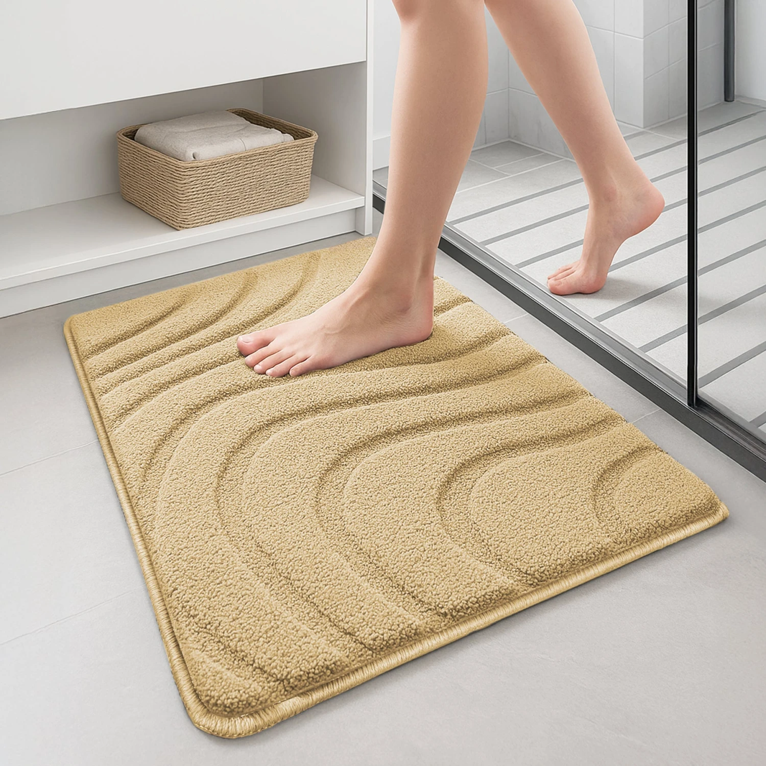 Tapis De Bain Antidérapant Microfibre Motif Ondulé 60x110cm Beige(Tapis De Bain Antiderapant Microfibre Motif Ondule 60x110cm Beige) 1 Tapis De Bain Antidérapant Microfibre Motif Ondulé 60x110cm Beige(Tapis De Bain Antiderapant Microfibre Motif Ondule 60x110cm Beige)