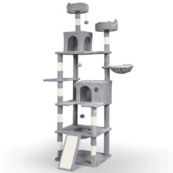 Arbre A Chat Geant 6 Niveaux Avec Griffoir Grattoir 215 Cm Gris(Arbre A Chat Geant 6 Niveaux Avec Griffoir Grattoir 215 Cm Gris)