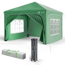 Tonnelle De Jardin Arquee 3x3m Pliable Avec Porte Et Fenetre Amovible Vert(Tonnelle De Jardin Arquee 3x3m Pliable Avec Porte Et Fenetre Amovible Vert)