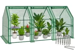 Mini Serre De Jardin Avec 3 Portes Enroulables Bache PE Renforcee 135g/m2 270x90x90cm Vert(Mini Serre De Jardin Avec 3 Portes Enroulables Bache Pe Renforcee 135g M2 270x90x90cm Vert)