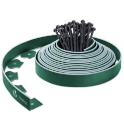 Bordure De Jardin Plastique Flexible 10m Avec Piquets Vert Bordé De Vert Clair(Bordure De Jardin Plastique Flexible 10m Avec Piquets Vert Borde De Vert Clair)