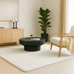 Tapis De Salon Poils Ras Doux Antiderapant 80x150cm Uni Crème(Tapis De Salon Poils Ras Doux Antiderapant 80x150cm Uni Creme)