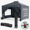 Tonnelle De Jardin 3x3m POP UP Installation Facile Avec Portes Et Fenetres Gris(Tonnelle De Jardin 3x3m Pop Up Installation Facile Avec Portes Et Fenetres Gris 1)