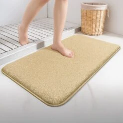 Lot De 2 Tapis De Bain Antidérapant Microfibre 50x80cm Beige(Lot De 2 Tapis De Bain Antiderapant Microfibre 50x80cm Beige 1)