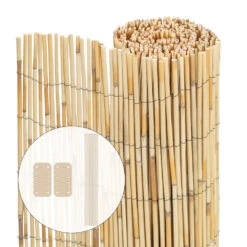 Canisse En Roseau Naturel Brise Vue Avec Attaches De Fixation 140x300cm(Canisse En Roseau Naturel Brise Vue Avec Attaches De Fixation 140x300cm)