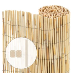 Canisse En Roseau Renforcée Brise Vue Naturel Avec Attaches De Fixation 100x300cm(Canisse En Roseau Renforcee Brise Vue Naturel Avec Attaches De Fixation 100x300cm)
