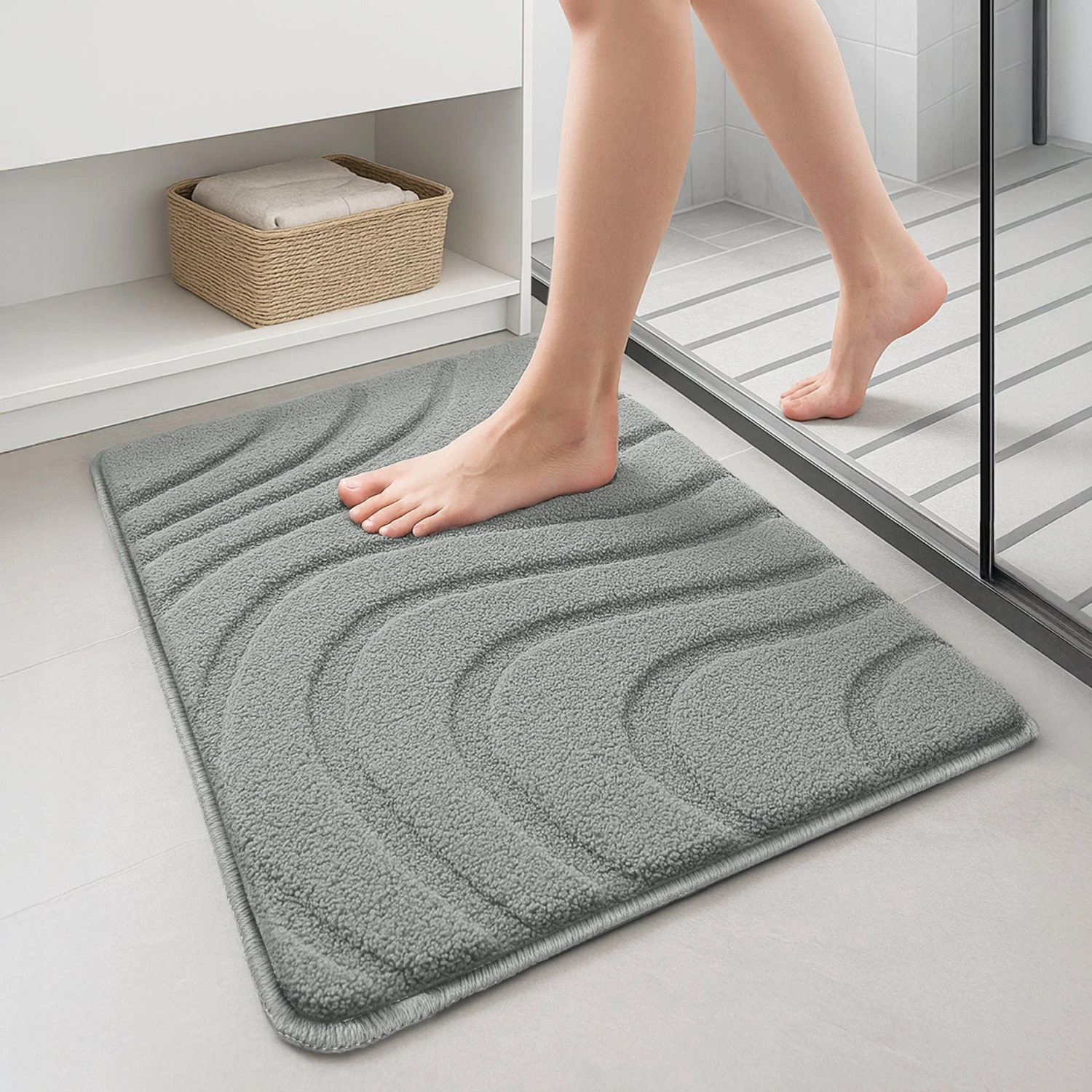 Tapis De Bain Antidérapant Microfibre Motif Ondulé 60x110cm Gris(Tapis De Bain Antiderapant Microfibre Motif Ondule 60x110cm Gris) 1 Tapis De Bain Antidérapant Microfibre Motif Ondulé 60x110cm Gris(Tapis De Bain Antiderapant Microfibre Motif Ondule 60x110cm Gris)