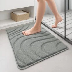 Lot De 2 Tapis De Bain Antidérapant Microfibre Motif Ondulé 40x60cm Gris(Lot De 2 Tapis De Bain Antiderapant Microfibre Motif Ondule 40x60cm Gris)