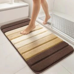 Tapis De Bain Antidérapant Microfibre Motif Dégradé 40x60cm Beige(Tapis De Bain Antiderapant Microfibre Motif Degrade 40x60cm Beige 1)