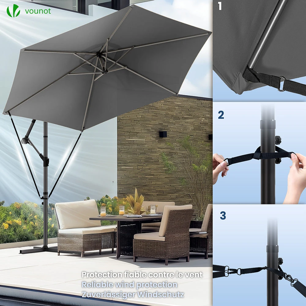 Parasol Deporte 3M Avec Housse De Protection Et Sangle De Fixation Gris(Parasol Deporte 3m Avec Housse De Protection Et Sangle De Fixation Gris) 2 Parasol Deporte 3M Avec Housse De Protection Et Sangle De Fixation Gris(Parasol Deporte 3m Avec Housse De Protection Et Sangle De Fixation Gris) – Image 2