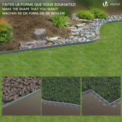 Bordure De Jardin Plastique Flexible 20m Avec Piquets Gris Bordé De Vert Clair(Bordure De Jardin Plastique Flexible 20m Avec Piquets Gris Borde De Vert Clair) -Boutique Vounot 03 58f1598f 7ceb 4d35 8d07 73b7d58029d8