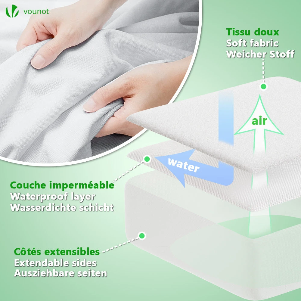Lot De 2 Protège Matelas Alèse Impermeable Avec Jupe Elastiquee 180x200x30cm(Lot De 2 Protege Matelas Alese Impermeable Avec Jupe Elastiquee 180x200x30cm) 4 Lot De 2 Protège Matelas Alèse Impermeable Avec Jupe Elastiquee 180x200x30cm(Lot De 2 Protege Matelas Alese Impermeable Avec Jupe Elastiquee 180x200x30cm) – Image 4