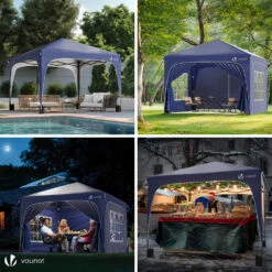 Tonnelle De Jardin Arquee 3x3m Pliable Avec Porte Et Fenetre Amovible Bleu(Tonnelle De Jardin Arquee 3x3m Pliable Avec Porte Et Fenetre Amovible Bleu) -Boutique Vounot 04 b45eed5a 9eda 4fa1 af03 daa6f28e3172