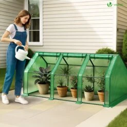 Mini Serre De Jardin Avec 3 Portes Enroulables Bache PE Renforcee 135g/m2 270x90x90cm Vert(Mini Serre De Jardin Avec 3 Portes Enroulables Bache Pe Renforcee 135g M2 270x90x90cm Vert) -Boutique Vounot 04 ef821c78 4d12 4e13 9da9 05c47890f523