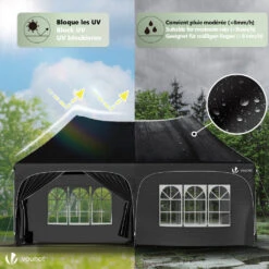Tonnelle De Jardin 3x6m Pliable Barnum Avec 6 Parois Amovibles Noir(Tonnelle De Jardin 3x6m Pliable Barnum Avec 6 Parois Amovibles Noir) -Boutique Vounot 05 WaterproofRatingWarning 0594d27a 1e09 44c8 a060 2956f01dcddb