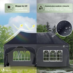 Tonnelle De Jardin 3x6m Pliable Barnum Avec 6 Parois Amovibles Gris(Tonnelle De Jardin 3x6m Pliable Barnum Avec 6 Parois Amovibles Gris) -Boutique Vounot 05 WaterproofRatingWarning d50c1473 7ab0 4426 a149 609962d39a9e