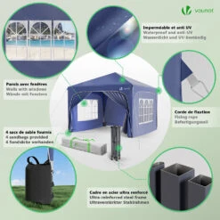 Tonnelle De Jardin Arquee 3x3m Pliable Avec Porte Et Fenetre Amovible Bleu(Tonnelle De Jardin Arquee 3x3m Pliable Avec Porte Et Fenetre Amovible Bleu) -Boutique Vounot 05 02842c90 555b 480c a8c3 5bbbc1949e75