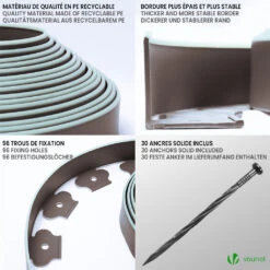 Bordure De Jardin Plastique Flexible 10m Avec Piquets Marron Bordé De Vert Clair(Bordure De Jardin Plastique Flexible 10m Avec Piquets Marron Borde De Vert Clair) -Boutique Vounot 05 09352b1f c28e 4c17 8f8e 0c0fa0ac5f8a