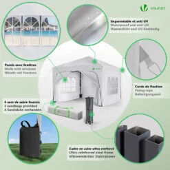 Tonnelle De Jardin Arquee 3x3m Pliable Avec Porte Et Fenetre Amovible Blanc(Tonnelle De Jardin Arquee 3x3m Pliable Avec Porte Et Fenetre Amovible Blanc) -Boutique Vounot 05 0e554ac8 15b6 4cfc a469 c9e9edb3cbf2