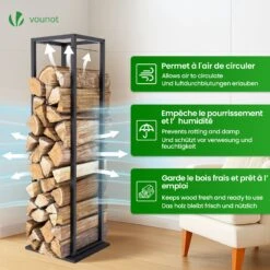 Range Bûche Vertical Pour Cheminée 33x33x112cm Acier Noir(Range Buche Vertical Pour Cheminee 33x33x112cm Acier Noir) -Boutique Vounot 05 38ad2cde 32e5 4c57 8ed4 4210fa16185f