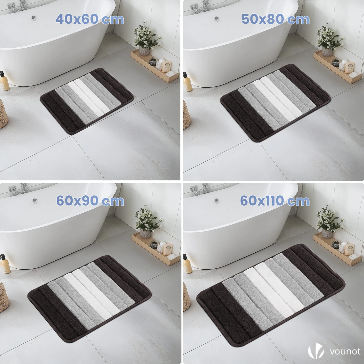 Lot De 2 Tapis De Bain Antidérapant Microfibre Motif Dégradé 50x80cm Gris(Lot De 2 Tapis De Bain Antiderapant Microfibre Motif Degrade 50x80cm Gris) 5 Lot De 2 Tapis De Bain Antidérapant Microfibre Motif Dégradé 50x80cm Gris(Lot De 2 Tapis De Bain Antiderapant Microfibre Motif Degrade 50x80cm Gris) – Image 5