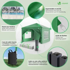 Tonnelle De Jardin Arquee 3x3m Pliable Avec Porte Et Fenetre Amovible Vert(Tonnelle De Jardin Arquee 3x3m Pliable Avec Porte Et Fenetre Amovible Vert) -Boutique Vounot 05 ac570a0e 8385 4230 ba88 fe484b9029d0