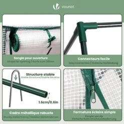 Mini Serre De Jardin Avec 2 Portes Enroulables Bache PE Renforcee 135g/m2 180x90x90cm Blanc(Mini Serre De Jardin Avec 2 Portes Enroulables Bache Pe Renforcee 135g M2 180x90x90cm Blanc) -Boutique Vounot 05 be57681d d670 40b7 95bc ab85b3a0d65a