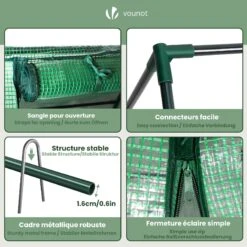 Mini Serre De Jardin Avec 2 Portes Enroulables Bache PE Renforcee 135g/m2 180x90x90cm Vert(Mini Serre De Jardin Avec 2 Portes Enroulables Bache Pe Renforcee 135g M2 180x90x90cm Vert) -Boutique Vounot 05 e8812673 3066 4511 b3e6 e73e3ddf7717