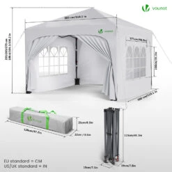 Tonnelle De Jardin Arquee 3x3m Pliable Avec Porte Et Fenetre Amovible Blanc(Tonnelle De Jardin Arquee 3x3m Pliable Avec Porte Et Fenetre Amovible Blanc) -Boutique Vounot 07 2162e896 c070 4070 bf58 ce71ed5fad80