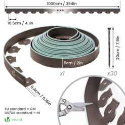 Bordure De Jardin Plastique Flexible 10m Avec Piquets Marron Bordé De Vert Clair(Bordure De Jardin Plastique Flexible 10m Avec Piquets Marron Borde De Vert Clair) -Boutique Vounot 07 32695b74 a767 455d a9a5 2d785070f687