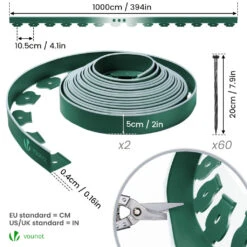 Bordure De Jardin Plastique Flexible 20m Avec Piquets Vert Bordé De Vert Clair(Bordure De Jardin Plastique Flexible 20m Avec Piquets Vert Borde De Vert Clair) -Boutique Vounot 07 9c20b7e0 6cbf 4f09 ab88 97048af3f976