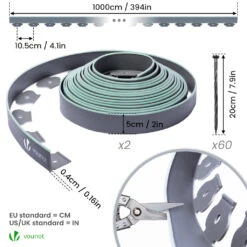 Bordure De Jardin Plastique Flexible 20m Avec Piquets Gris Bordé De Vert Clair(Bordure De Jardin Plastique Flexible 20m Avec Piquets Gris Borde De Vert Clair) -Boutique Vounot 07 c4d7598d ba52 450c 9828 28ea7fe195ce