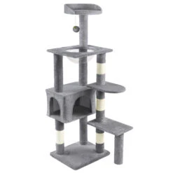 Arbre à Chat 138cm Avec Griffoir Plateforme Niche Et Capsule Spatiale Gris(Arbre A Chat 138cm Avec Griffoir Plateforme Niche Et Capsule Spatiale Gris)