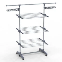 Sechoir A Linge Inox Etendoir Robuste Ailes Pliables 3 Niveaux(Sechoir A Linge Inox Etendoir Robuste Ailes Pliables 3 Niveaux)