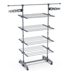 Sechoir A Linge Inox Etendoir Robuste Ailes Pliables 4 Niveaux(Sechoir A Linge Inox Etendoir Robuste Ailes Pliables 4 Niveaux)