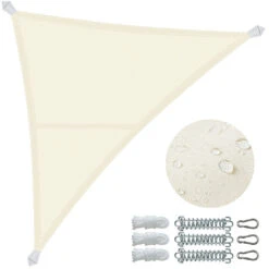 Voile D'ombrage Triangle En Polyester Imperméable Avec Kit De Montage 3x3x3m Beige(Voile Dombrage Triangle En Polyester Impermeable Avec Kit De Montage 3x3x3m Beige)