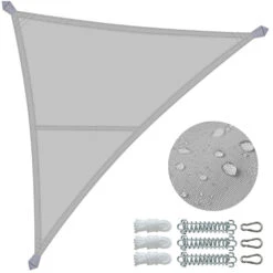 Voile D'ombrage Triangle En Polyester Imperméable Avec Kit De Montage 3x3x3m Gris Clair(Voile Dombrage Triangle En Polyester Impermeable Avec Kit De Montage 3x3x3m Gris Clair)
