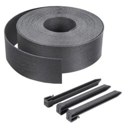 Bordure De Jardin PE Flexible 20M X 8 CM Avec Piquets Gris(Bordure De Jardin Pe Flexible 20m X 8 Cm Avec Piquets Gris)