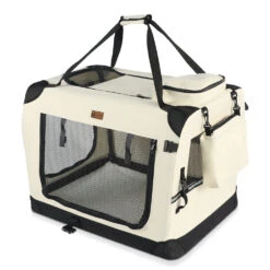 Sac Transport Pliable Chien Chat Caisse Cage Portable 70x52x52cm Beige(Sac Transport Pliable Chien Chat Caisse Cage Portable 70x52x52cm Beige)