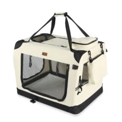 Sac Transport Pliable Chien Chat Caisse Cage Portable 60x44x44cm Beige(Sac Transport Pliable Chien Chat Caisse Cage Portable 60x44x44cm Beige)