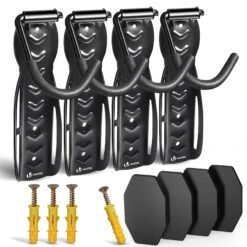 Lot De 4 Supports De Velo Mural Avec Coussinets De Protection Noir(Lot De 4 Supports De Velo Mural Avec Coussinets De Protection Noir)