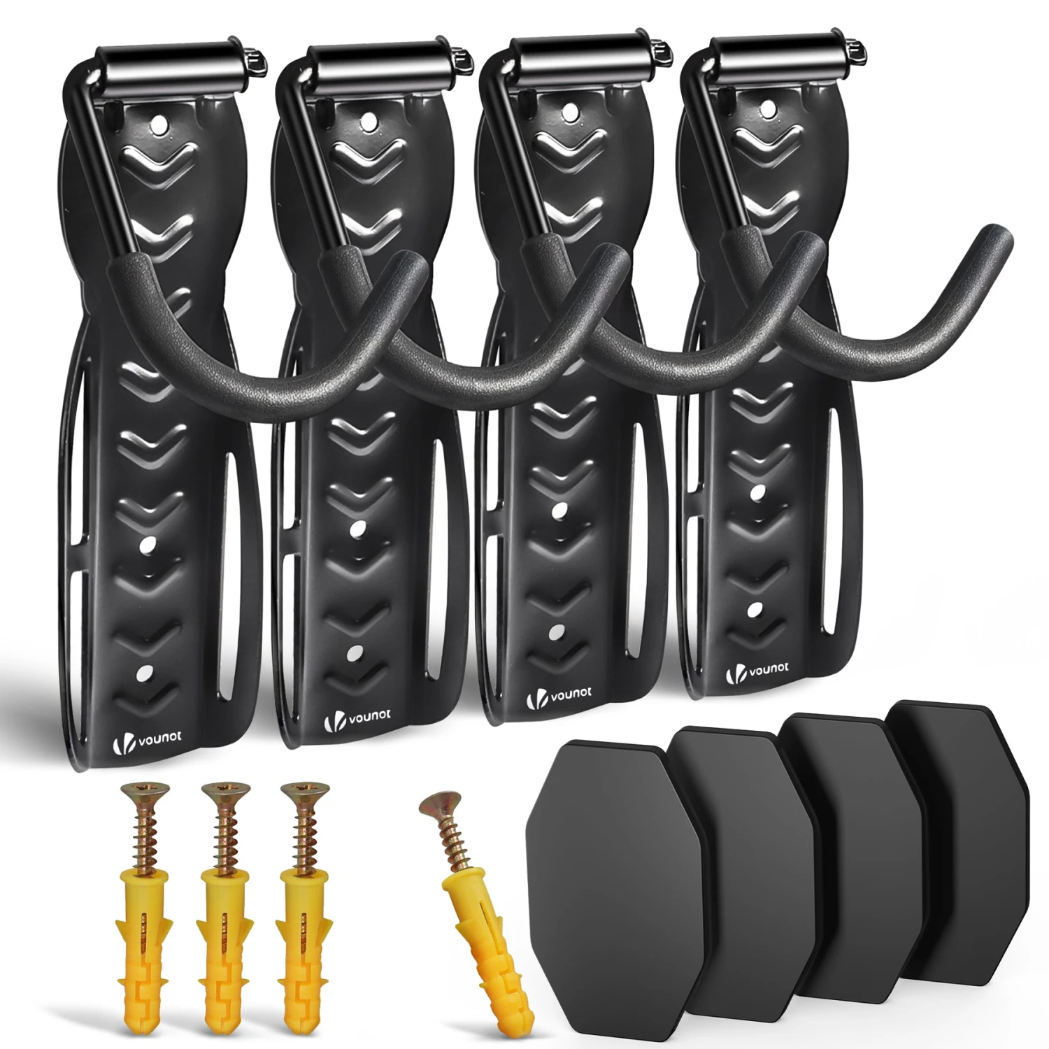 Lot De 4 Supports De Velo Mural Avec Coussinets De Protection Noir(Lot De 4 Supports De Velo Mural Avec Coussinets De Protection Noir) 1 Lot De 4 Supports De Velo Mural Avec Coussinets De Protection Noir(Lot De 4 Supports De Velo Mural Avec Coussinets De Protection Noir)