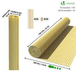 Canisse PVC Brise Vue Ultra Renforce Avec Attaches De Fixation 100x300cm Beige(Canisse Pvc Brise Vue Ultra Renforce Avec Attaches De Fixation 100x300cm Beige) -Boutique Vounot 100 300 5