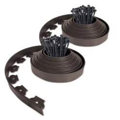 Bordure De Jardin Plastique Flexible 20m Avec Piquets Marron(Bordure De Jardin Plastique Flexible 20m Avec Piquets Marron)