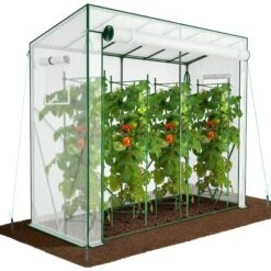 Serre De Jardin Serre Tomates Avec Porte Et Fenetres Moustiquaire Bache PE Renforcee 135g/m2 200x77x170cm Blanc(Serre De Jardin Serre Tomates Avec Porte Et Fenetres Moustiquaire Bache Pe Renforcee 135g M2 200x77x170cm Blanc)
