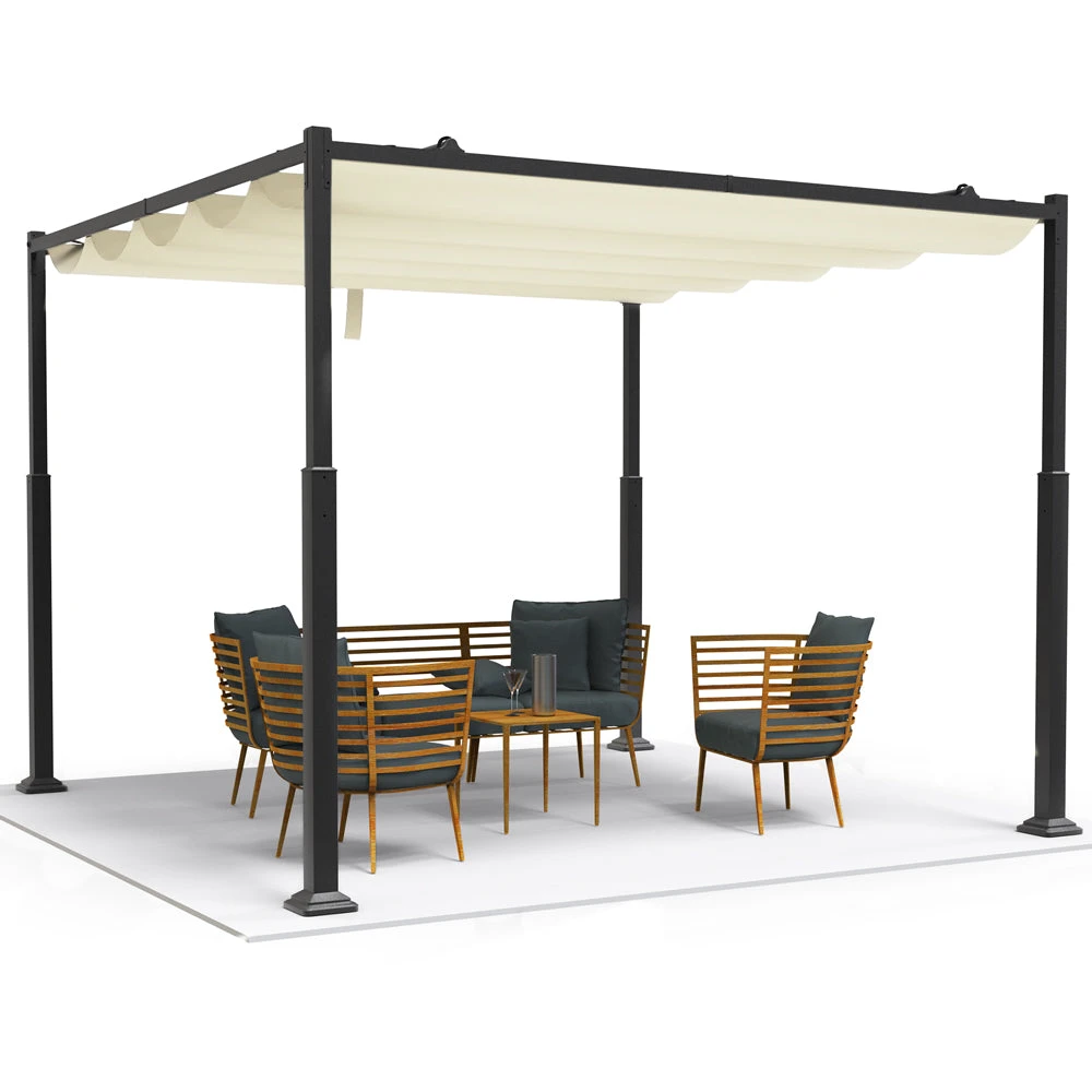 Pergola Retractable 3x3m En Metal Et Toile Polyester Haute Densite 180g/m2 Beige(Pergola Retractable 3x3m En Metal Et Toile Polyester Haute Densite 180g M2 Beige 1) 1 Pergola Retractable 3x3m En Metal Et Toile Polyester Haute Densite 180g/m2 Beige(Pergola Retractable 3x3m En Metal Et Toile Polyester Haute Densite 180g M2 Beige 1)