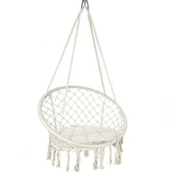 Fauteuil Suspendu Avec Coussin Rond Beige(Fauteuil Suspendu Avec Coussin Rond Beige)