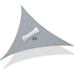 Voile D’ombrage Triangle Imperméable Polyester Avec Corde 3x3x3m Gris(Voile D Ombrage Triangle Impermeable Polyester Avec Corde 3x3x3m Gris)